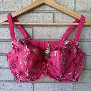 Soma Senuous Lace Lined Pink Embroidered Bra Size 38DDD